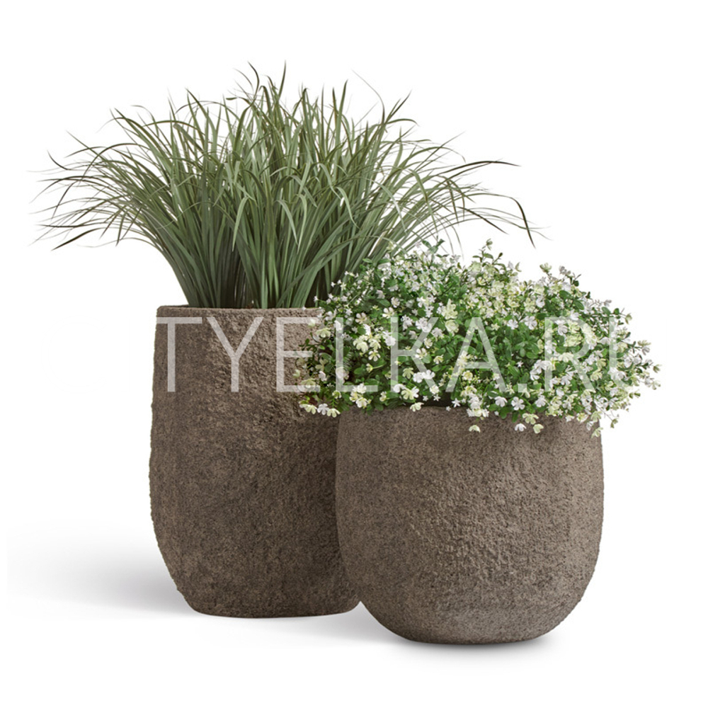 Кашпо TREEZ Effectory - Terra - Чаша classic - Серый беж