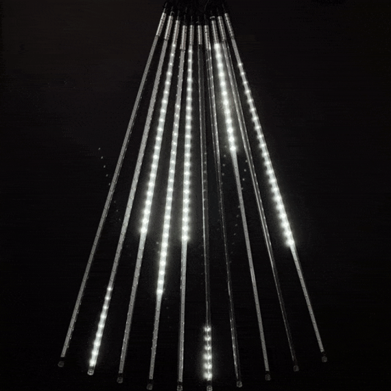Гирлянда тающие сосульки 10 шт по 80 см., 12В, 720 Белых светодиодов, провод черный ПВХ, IP20