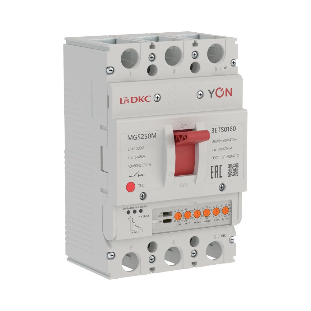 Авт. выкл. YON MGS250M 3P 63-160A 25kA с электронным расцепителем ETS