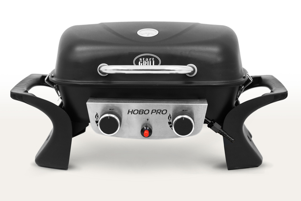 Комплект: Портативный газовый гриль 2 горелки и Подставка складная для газового гриля HOBO PRO