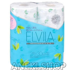 Бумага туалетная двухслойная с ароматом ландыша 30 м. 4 рулона SHIKOKU TOKUSHI Elvila Lily of The Valley