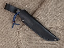 Нож для бушкрафта "Велес", сталь VG-10/Elmax, рукоять карбон (синий спейсер)