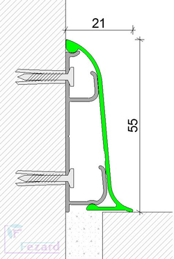 Плинтус алюминиевый анодированный/Ral/Tikkurila с кабель каналом 65х20 мм – 2,5м