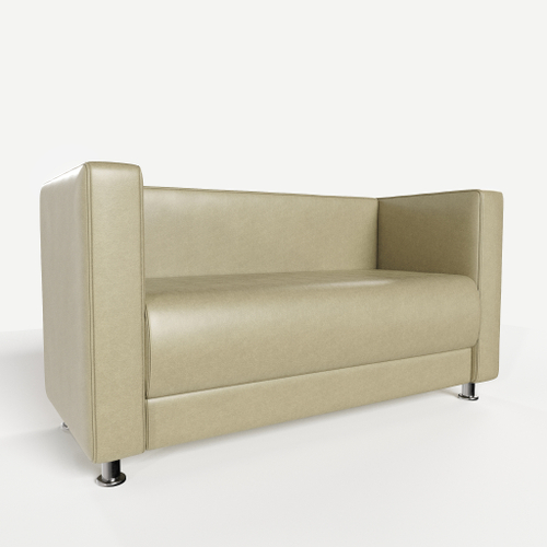 Диван прямой офисный из эко кожи с подлокотниками Пауза A12 (Бежевый)