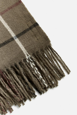 ZARA ШАРФ В КЛЕТКУ, СЕРОВАТО-КОРИЧНЕВЫЙ
