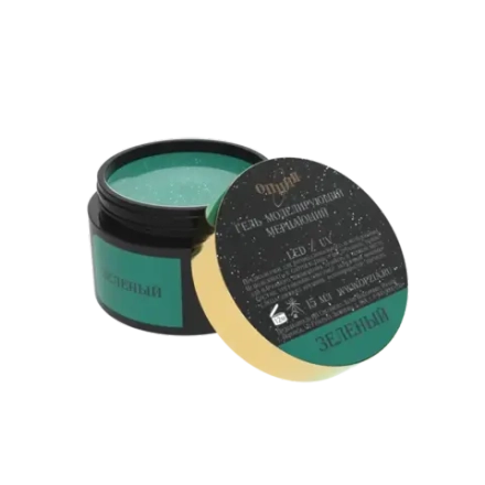 Гель моделирующий самовыравнивающий Мерцающий Зеленый 15мл ОПЦИЯ