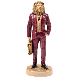 Скульптура Лев Бизнесмен Айвори Бордовый