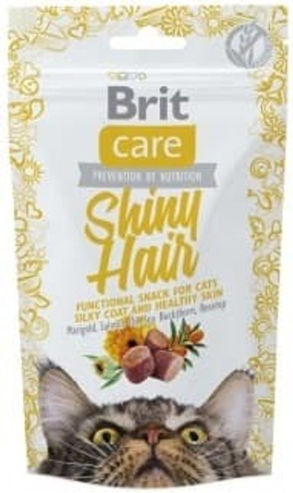 Брит Care лакомство для кошек Shiny Hair для блестящей шерсти, 50 г