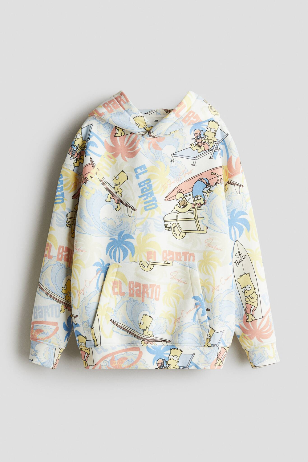 H&M Толстовка с капюшоном и принтом, светло-голубой