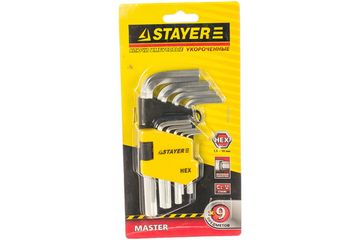 Ключи имбусовые НАБОР STAYER короткие,9 пред.ЗВЕЗДОЧКИ