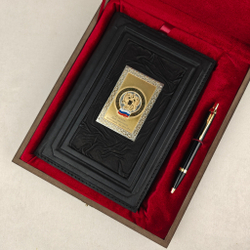 Набор "Ежедневник "ФНС" (златоустовская гравюра) из натуральной кожи со съемной обложкой и ручкой Parker"