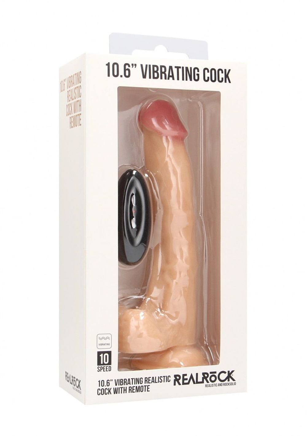 Телесный вибратор-реалистик Vibrating Realistic Cock 10 With Scrotum - 27 см. (Цвет: телесный)