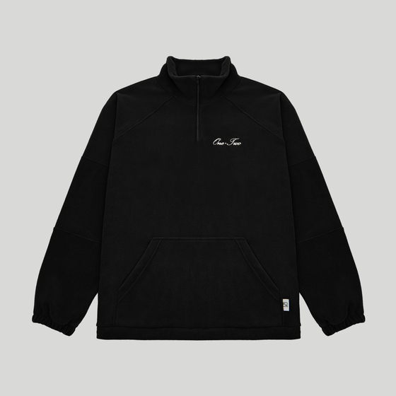 Drawstring Half-Zipped Sweatshirt Black