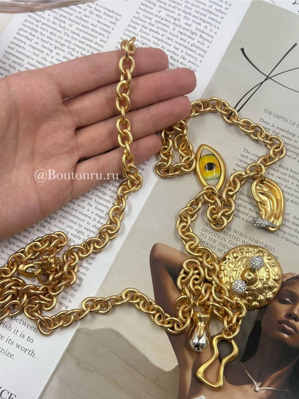 Пояс сотуар с подвесками матовое золото Скиап.