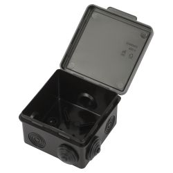 Распаячная коробка ЭРА KOR-80-80-50-7g-B открытой установки черная 80х80х50мм с гермовводами 7 вх. IP54