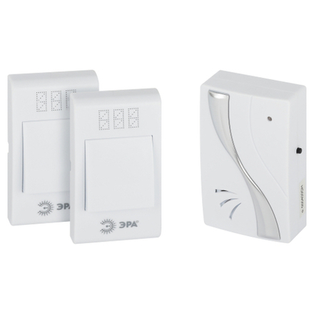 Звонок дверной ЭРА TWIN-B беспроводной две кнопки белый 32 мелодии