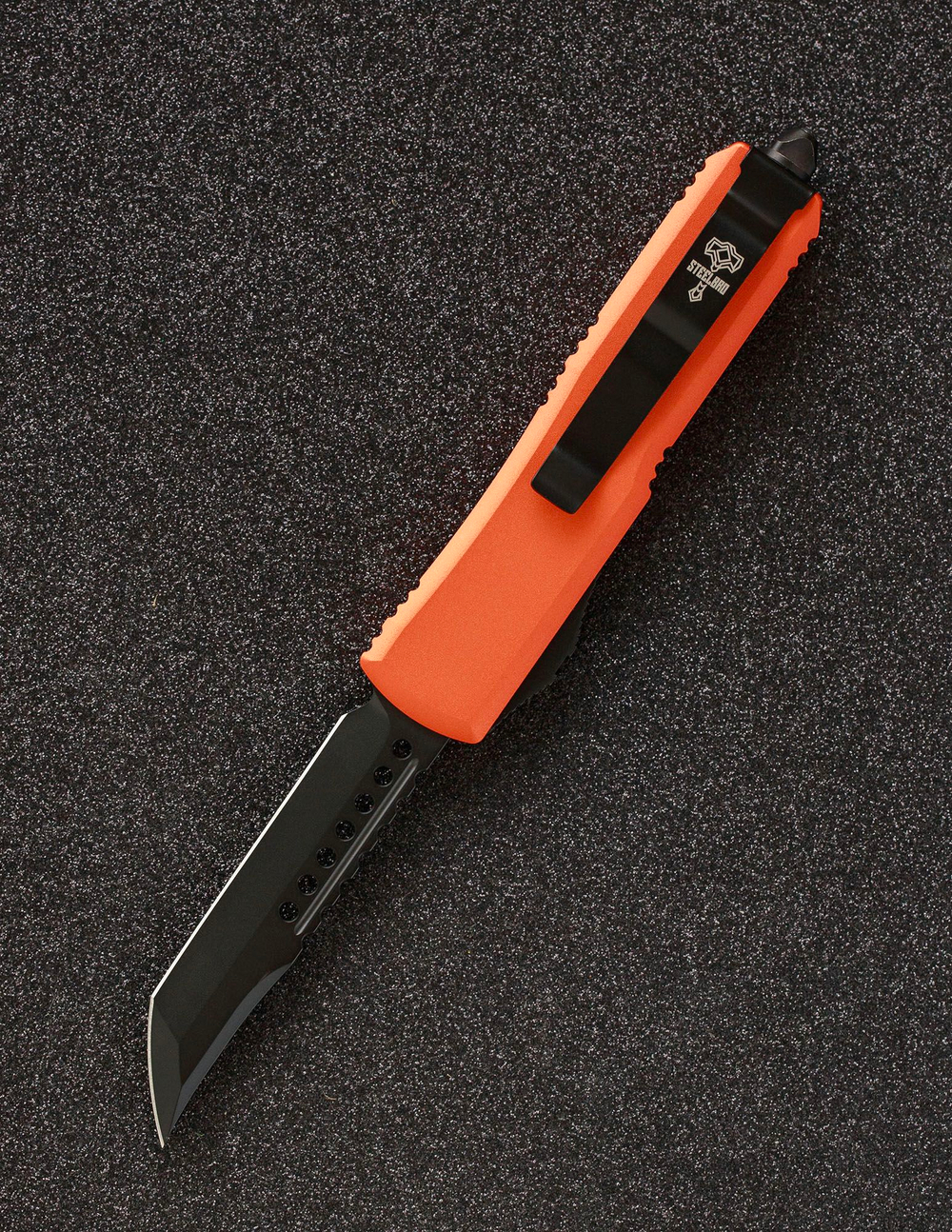 Автоматический складной нож SteelBro UTX-85 Hellhound Black VG-10 719-1OR (оранжевый) фронталка/выкидуха