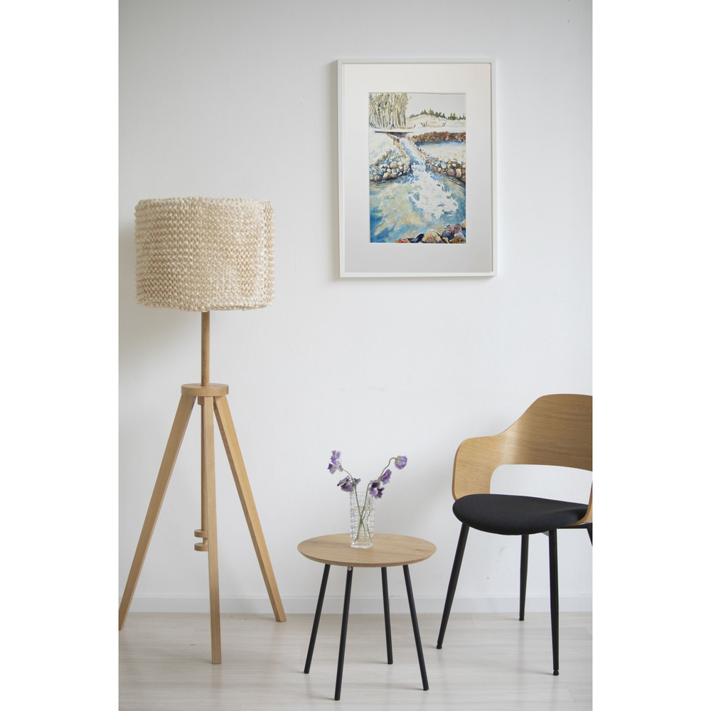 Картина авторская акварельная в паспарту 30х40 см на стену для интерьера "Нижний водопад в Веребково"