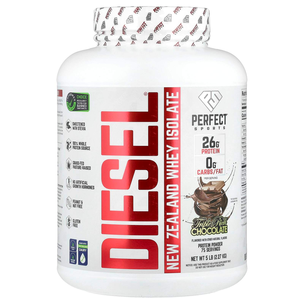 PERFECT Sports, Diesel, изолят сыворотки из Новой Зеландии, шоколад тройной насыщенности, 2,27 г (5 фунтов)