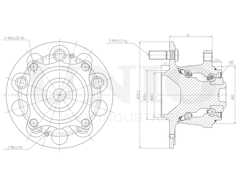 Ступица задняя (с ABS) UNIO HUB-20185