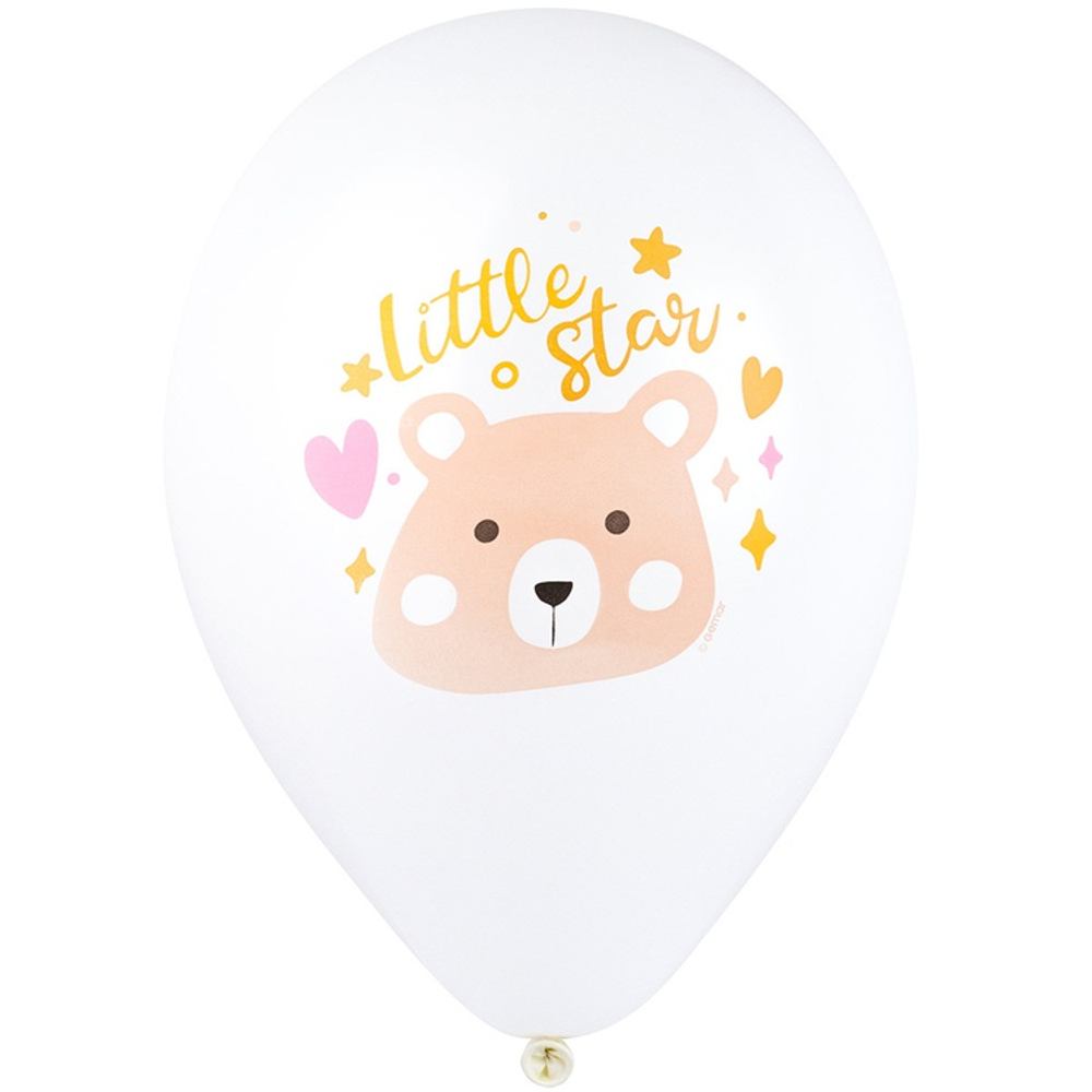 Шар латексный 35см Boho Медвежонок (Белый)