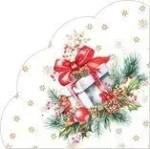 Салфетки бумажные круглые RONDO Подарок на Новый год, d-32см, 3 слоя, 12л