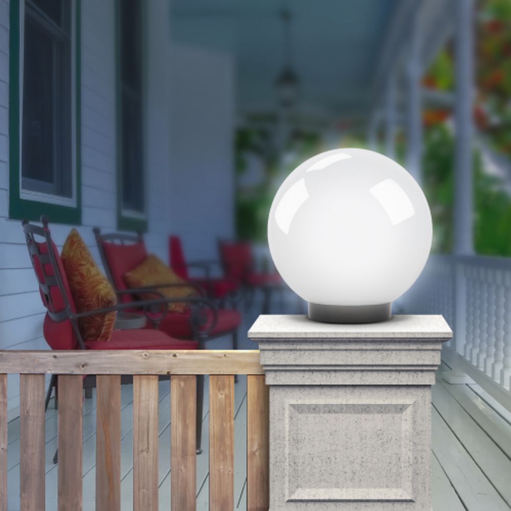 Садово-парковый светильник ЭРА НТУ 01-60-201 шар опаловый на опору / кронштейн IP44 Е27 max60Вт d200mm