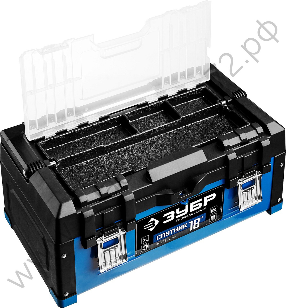 ЗУБР СПУТНИК-18, 460 х 230 х 200 мм, (18″), металлический ящик для инструментов, Профессионал (38153-18)