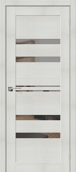 Межкомнатная дверь Браво 30 Bianco Veralinga стекла - зеркало Mirox Grey, Браво