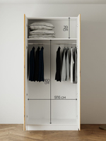 Шкаф распашной Miraj с дубовыми ручками, белый