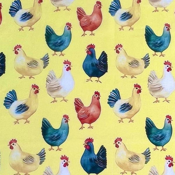 КУРОЧКИ НА ЖЕЛТОМ, 100% хлопок 4