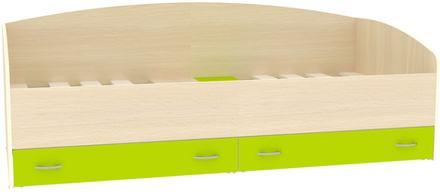 Кровать с выкатными ящиками КарИВи Кадет  Дуб Молочный Лайм