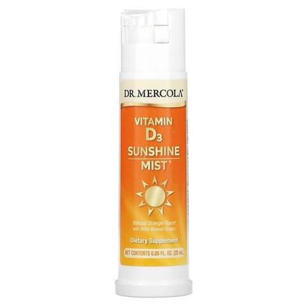 Dr. Mercola, Sunshine Mist, витамин D3, натуральный апельсиновый вкус, 25 мл (0,85 жидк. унции)