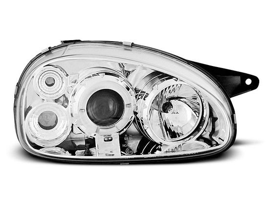Передние фары Opel Corsa B angel eyes chrome