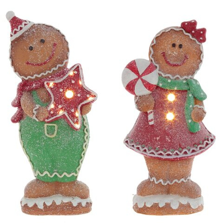 GAEM Фигурка декоративная с подсвет "Пряник: Мальчик/Девочка",(3хAAA), L21 W10,5 H42 см, 2в.