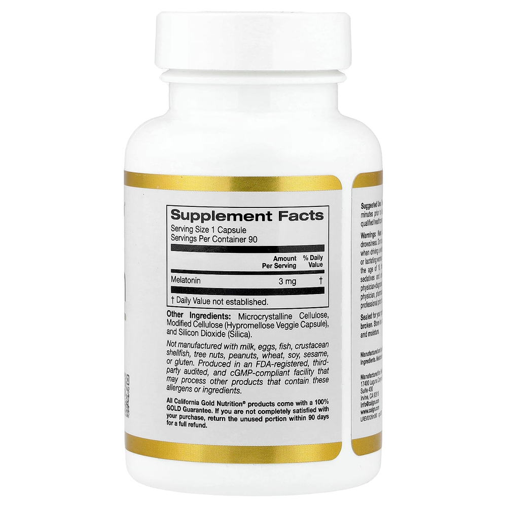 California Gold Nutrition, мелатонин, 3 мг, 90 растительных капсул