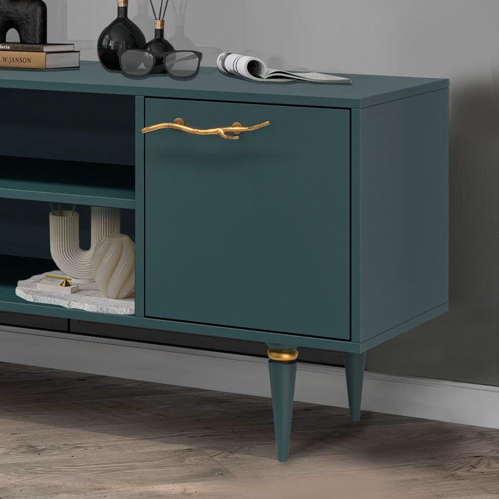 Тумба под ТВ Арт Колор matte 155см Классик Голд Зеленый бирюзовый матовый