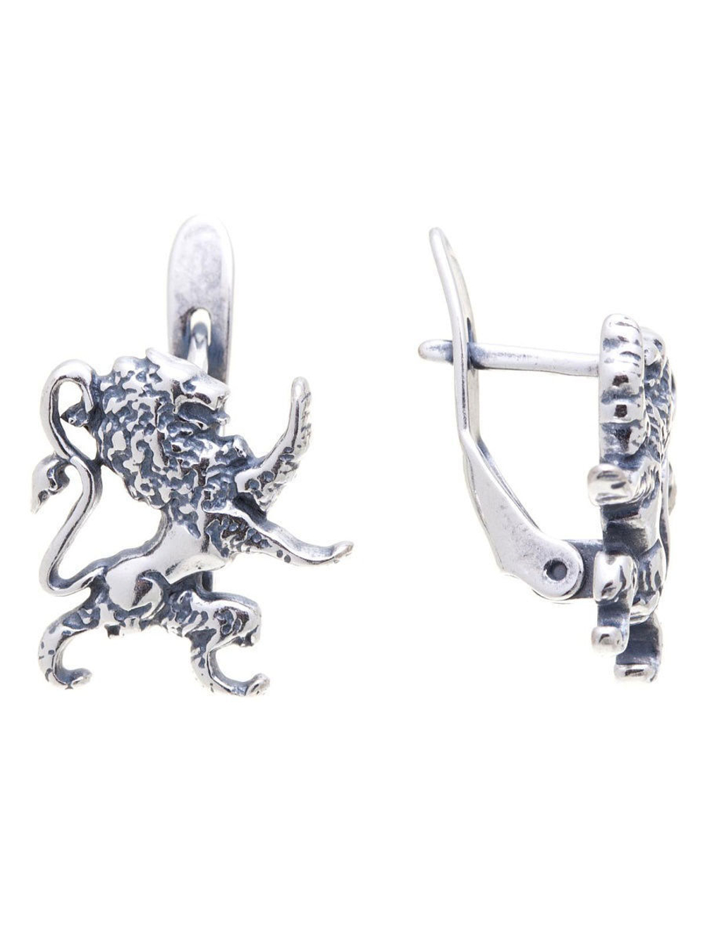 "Рампант"  серьги в серебряном покрытии из коллекции "Бестиарий" от Jenavi  с английским замком