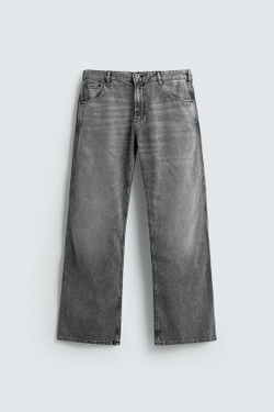 ZARA ДЖИНСЫ FLARE FIT С ЗАНИЖЕННОЙ ТАЛИЕЙ, СЕРЫЙ