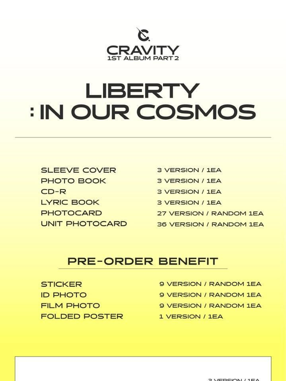 Альбом CRAVITY - LIBERTY : IN OUR COSMOS 1st Album PART.2 RANDOM Version