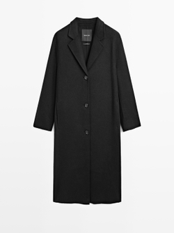 Massimo Dutti Длинное пальто из смесовой шерсти, черный