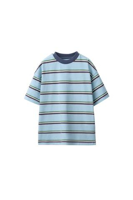 ZARA ФУТБОЛКА С ПРИНТОМ В ПОЛОСКУ, СИНИЙ