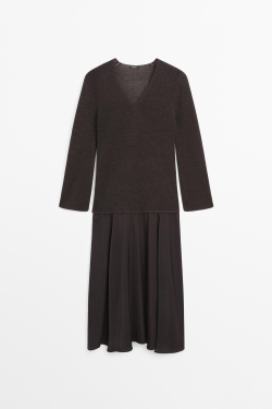 Massimo Dutti Платье из хлопкового трикотажа, золотисто-коричневый