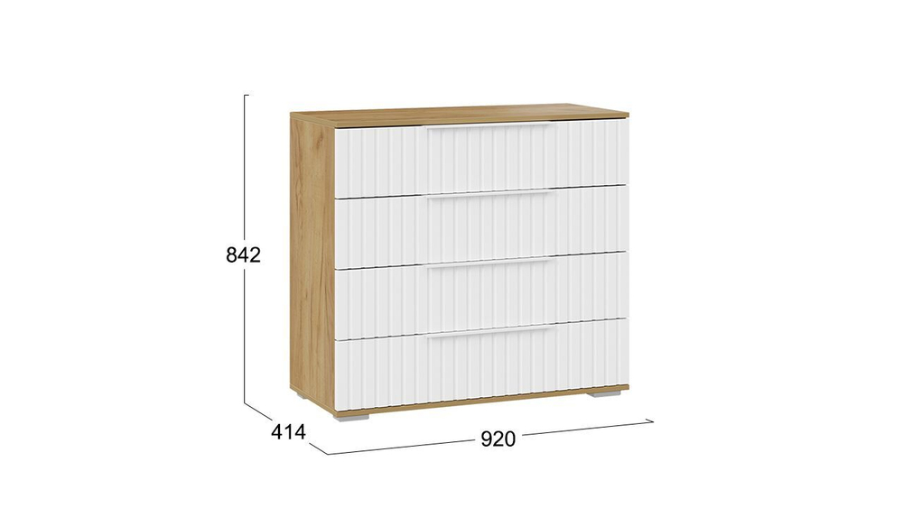 Комод для одежды с ящиками Дуб Крафт золотой/Графит матовый 4 ящика 92х41х84 см