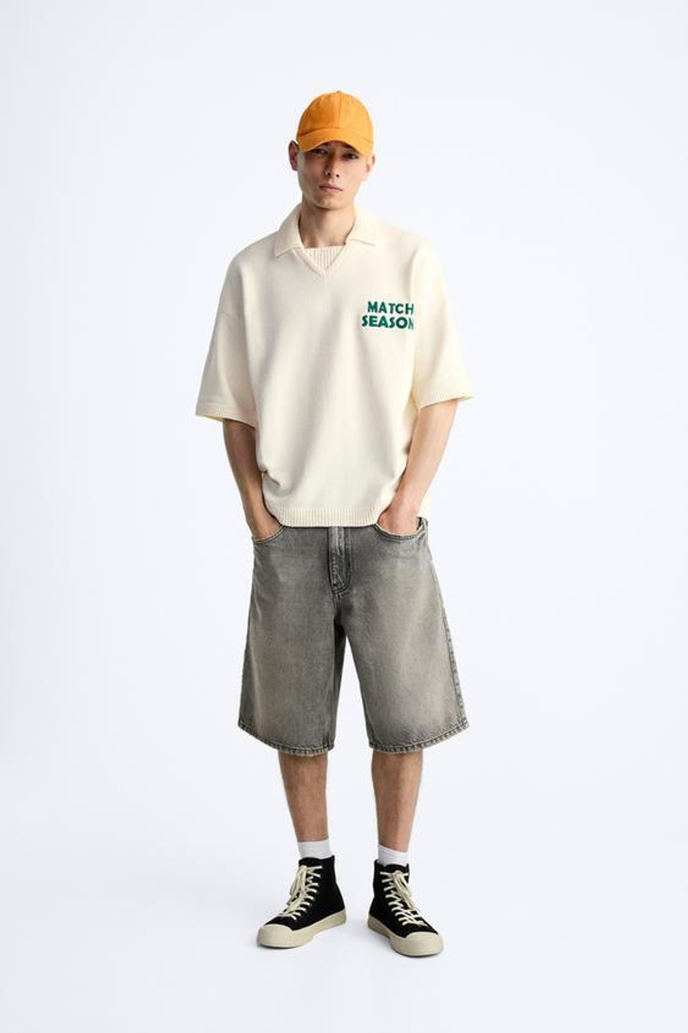 ZARA ДЖИНСОВЫЕ ШОРТЫ BAGGY-FIT, СЕРЫЙ