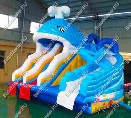 Надувная водная горка для аквапарка к бассейну «Кит» 7,5*7*7,2 м