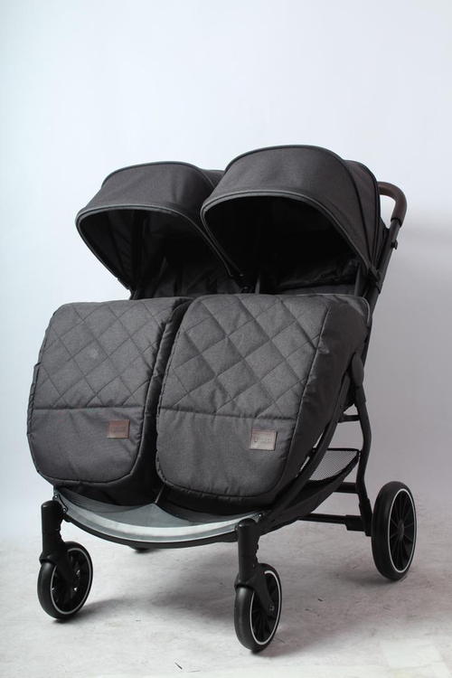 Прогулочная коляска Luxmom для двойни (тёмно серый)