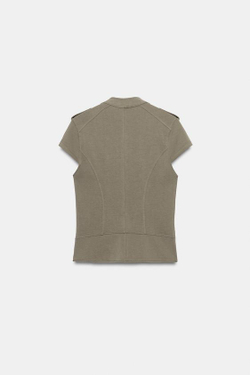 ZARA ЖИЛЕТ НА МОЛНИИ И ПУГОВИЦАХ, ТЕМНЫЙ ХАКИ