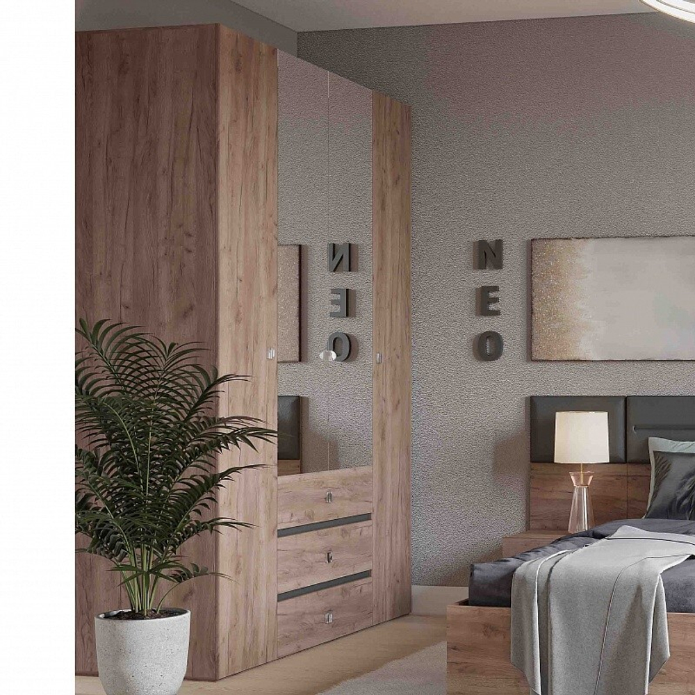 Шкаф для одежды и белья Neo 555, дуб табачный