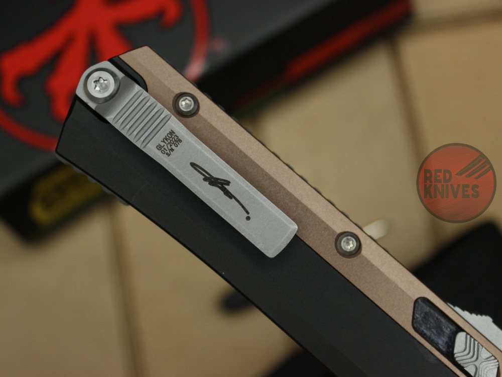 Нож Microtech 184-10 GLYKON BR Tanto T/E - коричневые вставки, клинок сатин танто